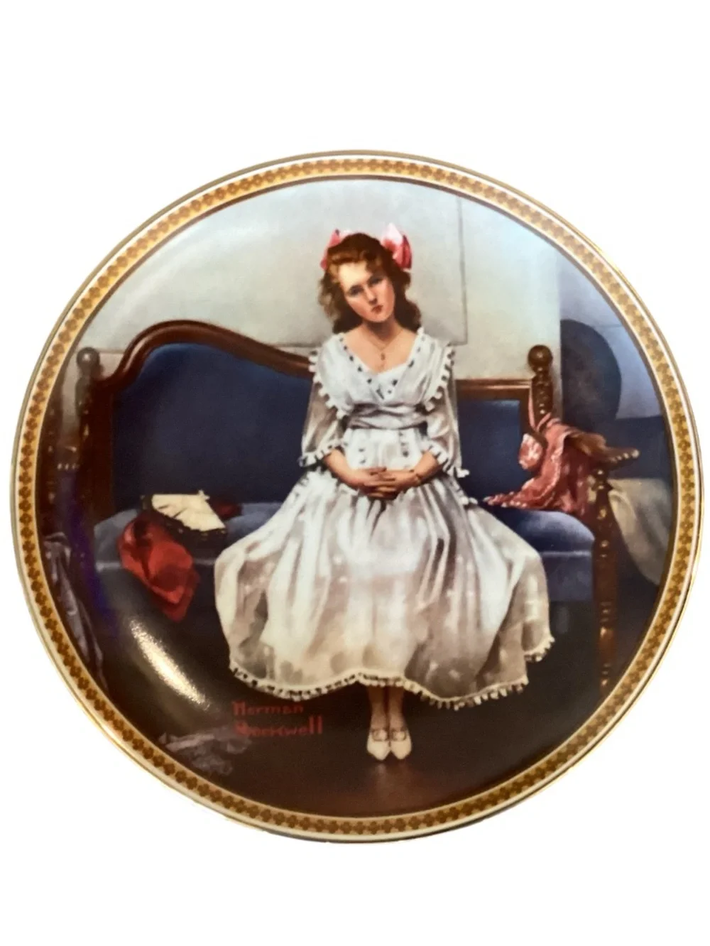Knowles Norman Rockwell 1983 Waiting at the Dance Collectors Plate Box & Cert
